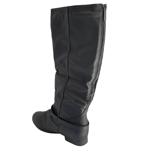 Faux Leather Buckle Detail Knee-High Equestrian-Inspired Fashion Riding Boots - Picture 4 of 8